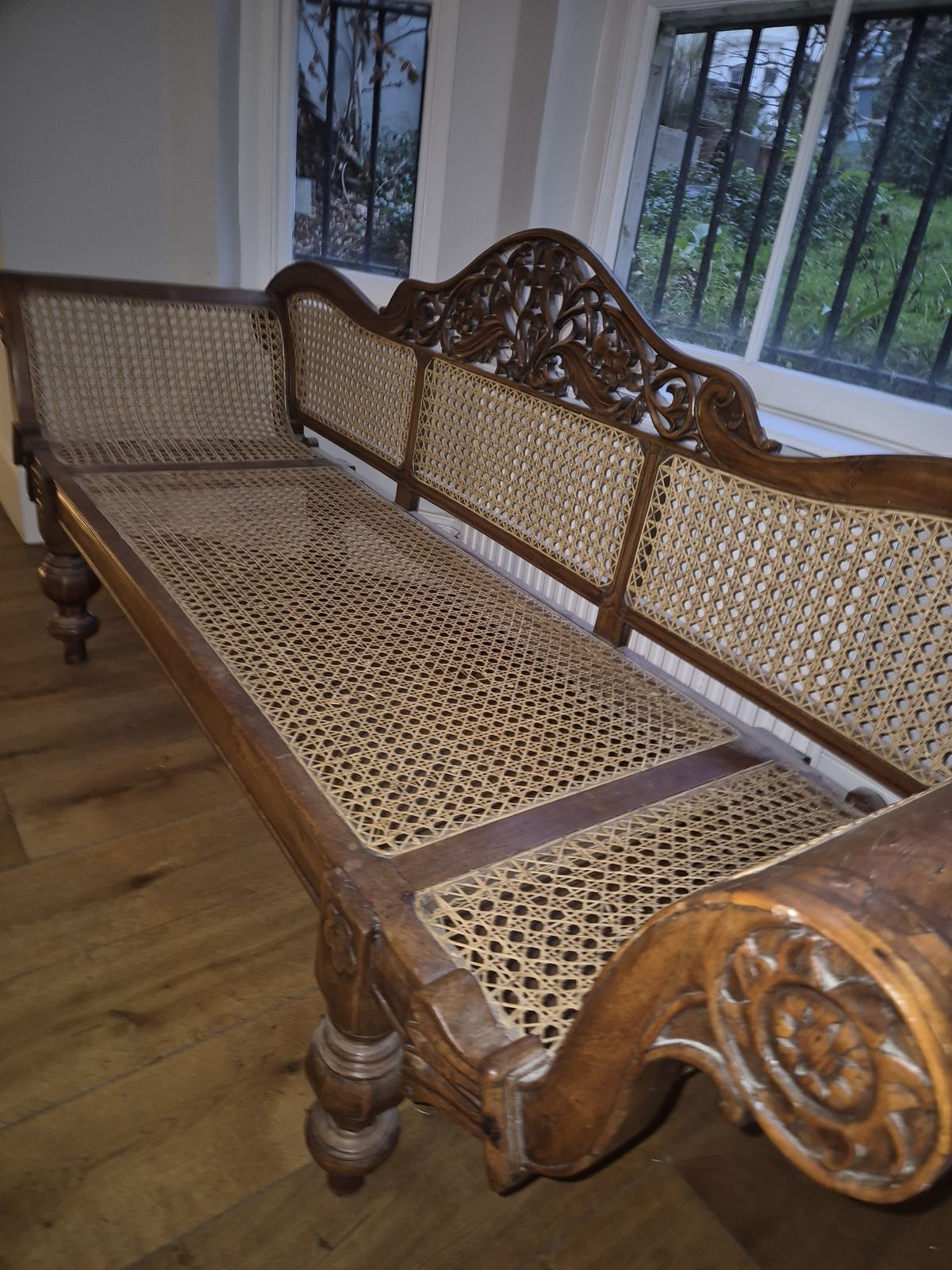 Antique Dutch Ceylonese Tropical Hardwood And Rattan/Wicker Settee photo Furniture