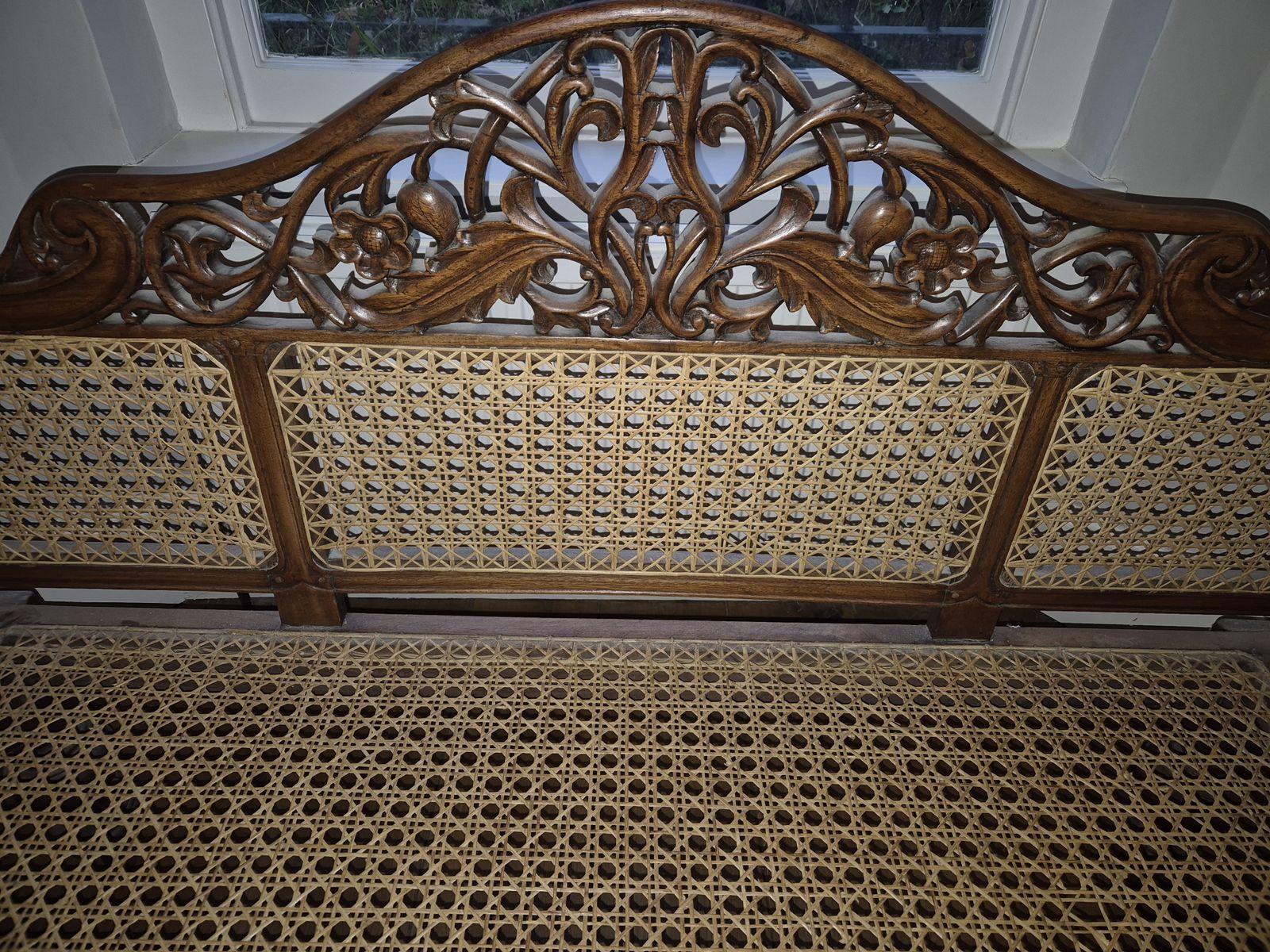 Antique Dutch Ceylonese Tropical Hardwood And Rattan/Wicker Settee photo 2995.0