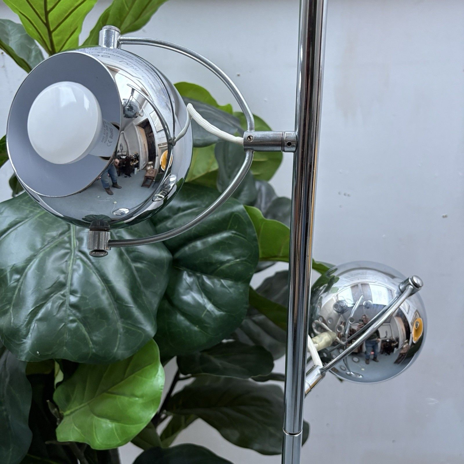 Vintage 1960s Triple Eyeball Chrome Metal Floor Lamp photo Lighting