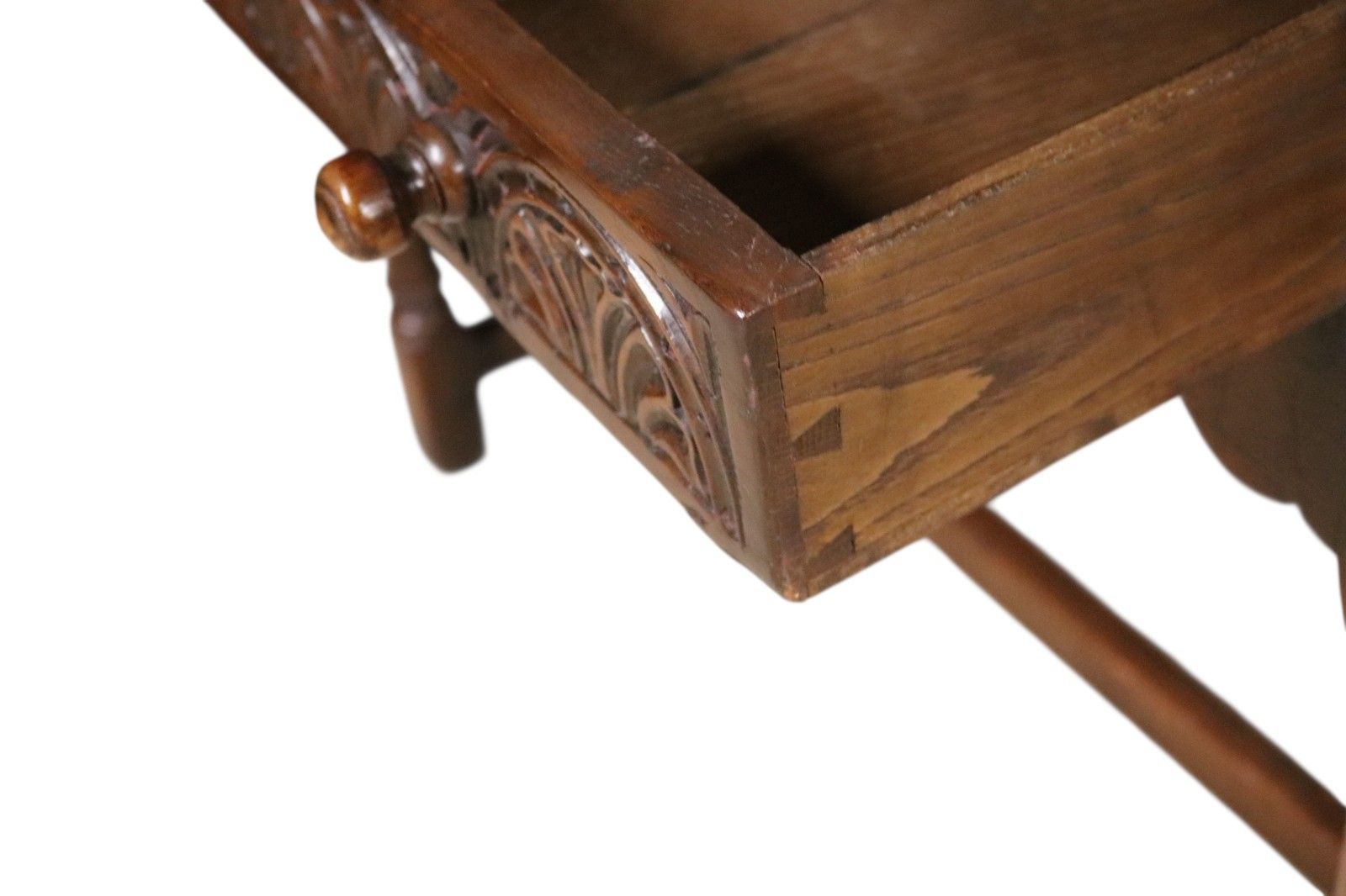 Early 20th Century Carved Oak Hall Table Bobbin Turned Tudor Style Antique Table photo for sale