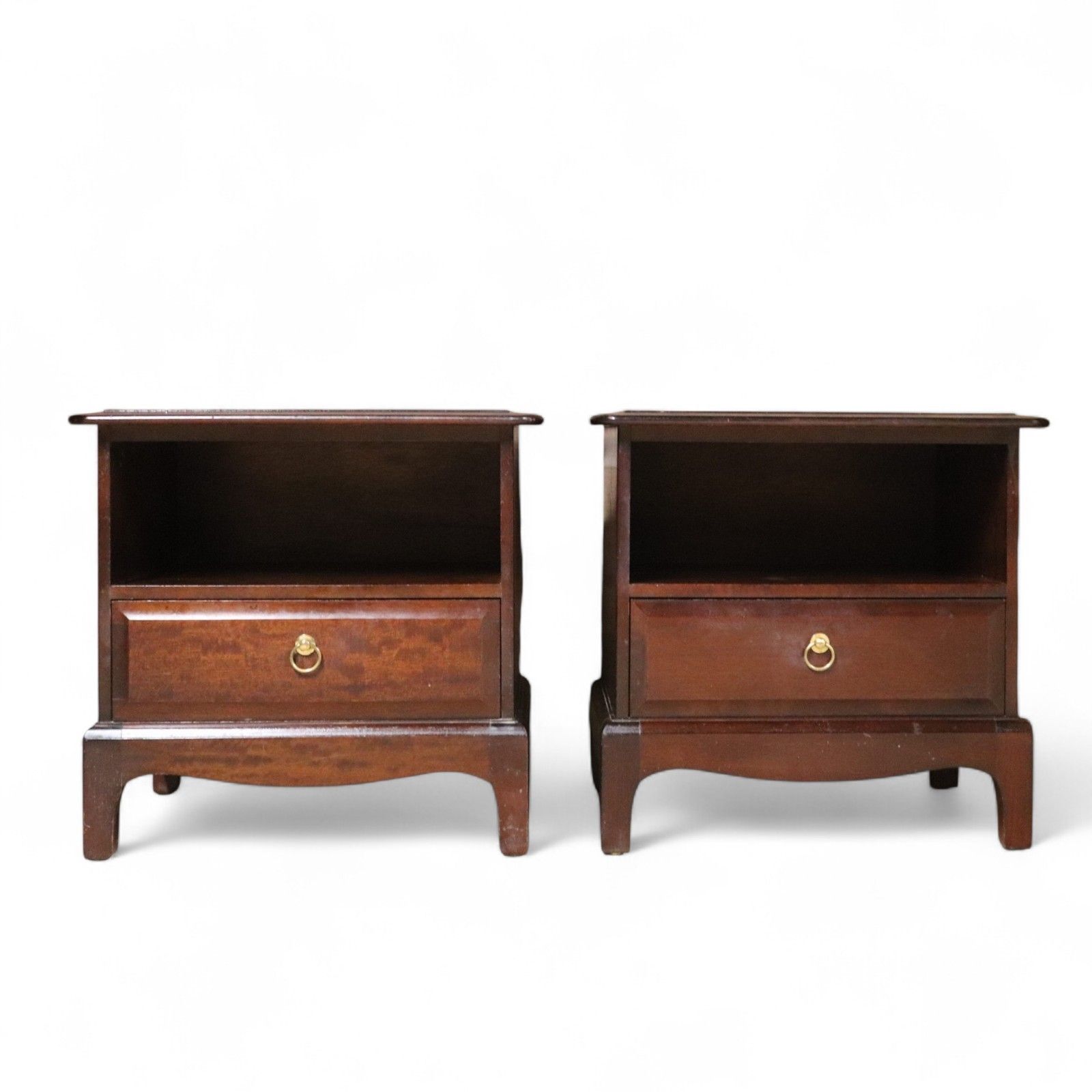 Vintage Pair Of Stag Minstrel Bedside Cabinets / Tables photo vintage