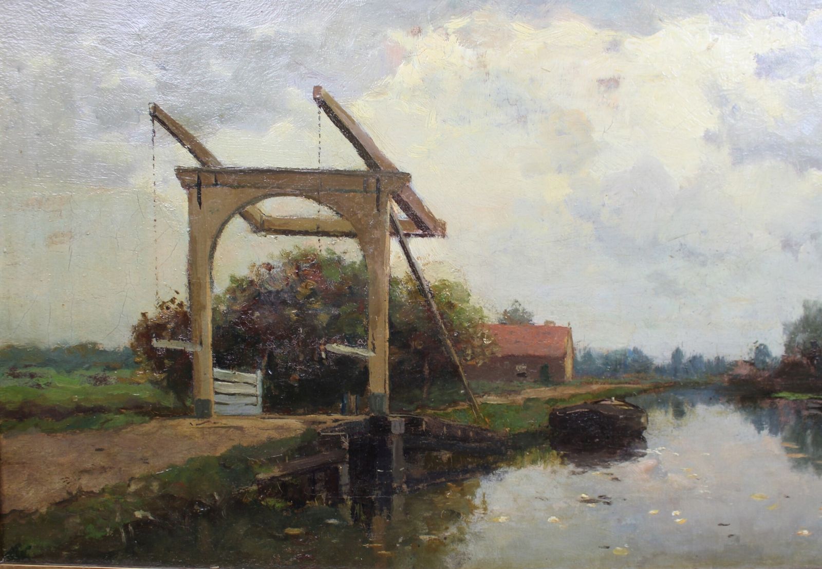 Willem Johannes Weissenbruch (Dutch, 1864–1941) – Dutch Canal Scene With Drawbridge photo for sale