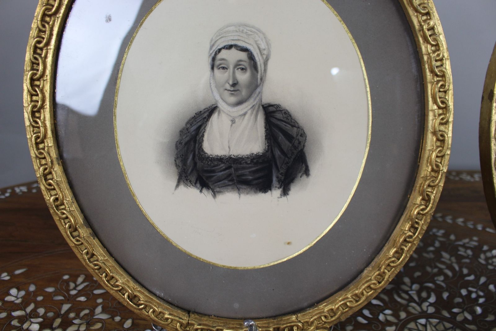photo furniture Pair Of Mid 19th Century Portrait Drawings – Sir Hugh Halkett And Wife, Signed C. Reimann, 1846