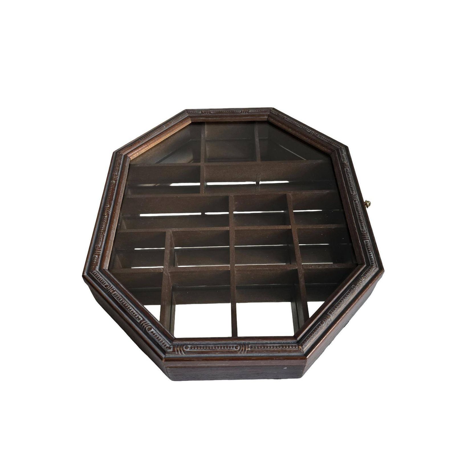 Vintage Wooden Display Cabinet, Mirrored Miniature Collector Shelf photo Furniture