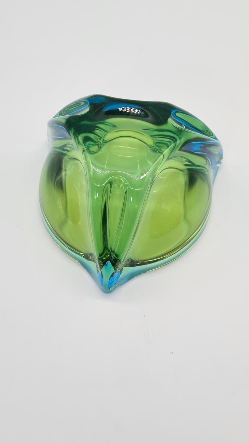 Murano Ashtray, Green Blue, Glass, Italy, 1970s. photo vintage