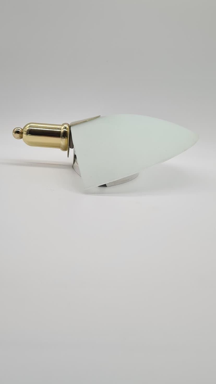 Pair Of Kewa Wall Lamps, Matt White Glass, Brass, Poland, 1960s. photo 165.0