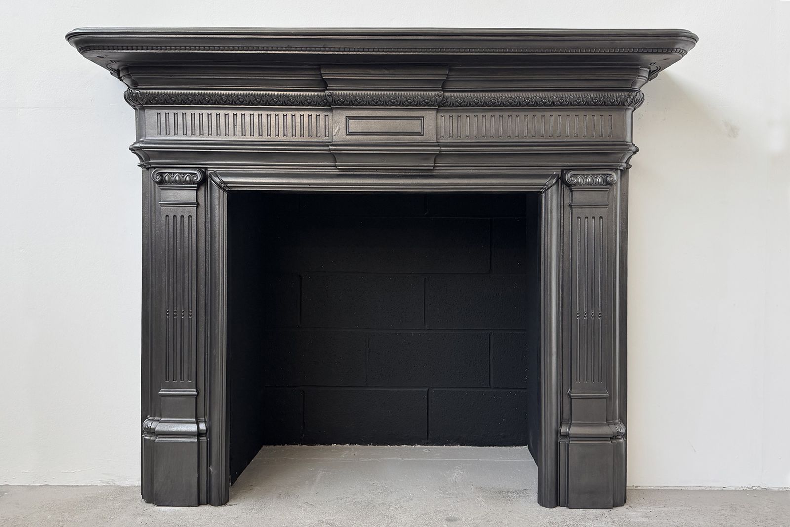 Large Antique Late Victorian Cast Iron Fireplace Surround