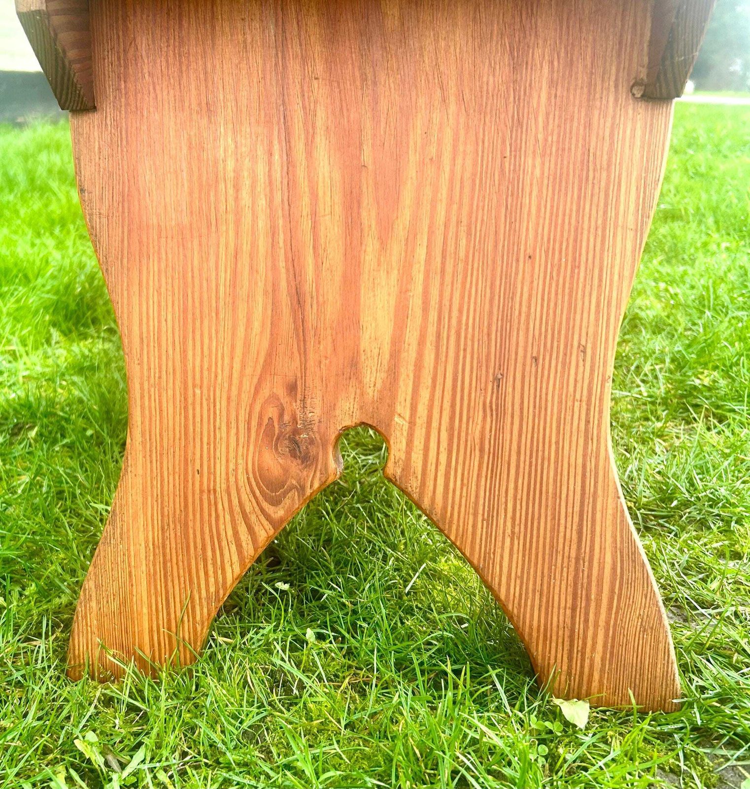 Moorish Pitch Pine Antique Stool Vintage Wooden Seating Chair Victorian Hall Desk Side Table Coffee Side Haberdashery Liberty photo 135.0