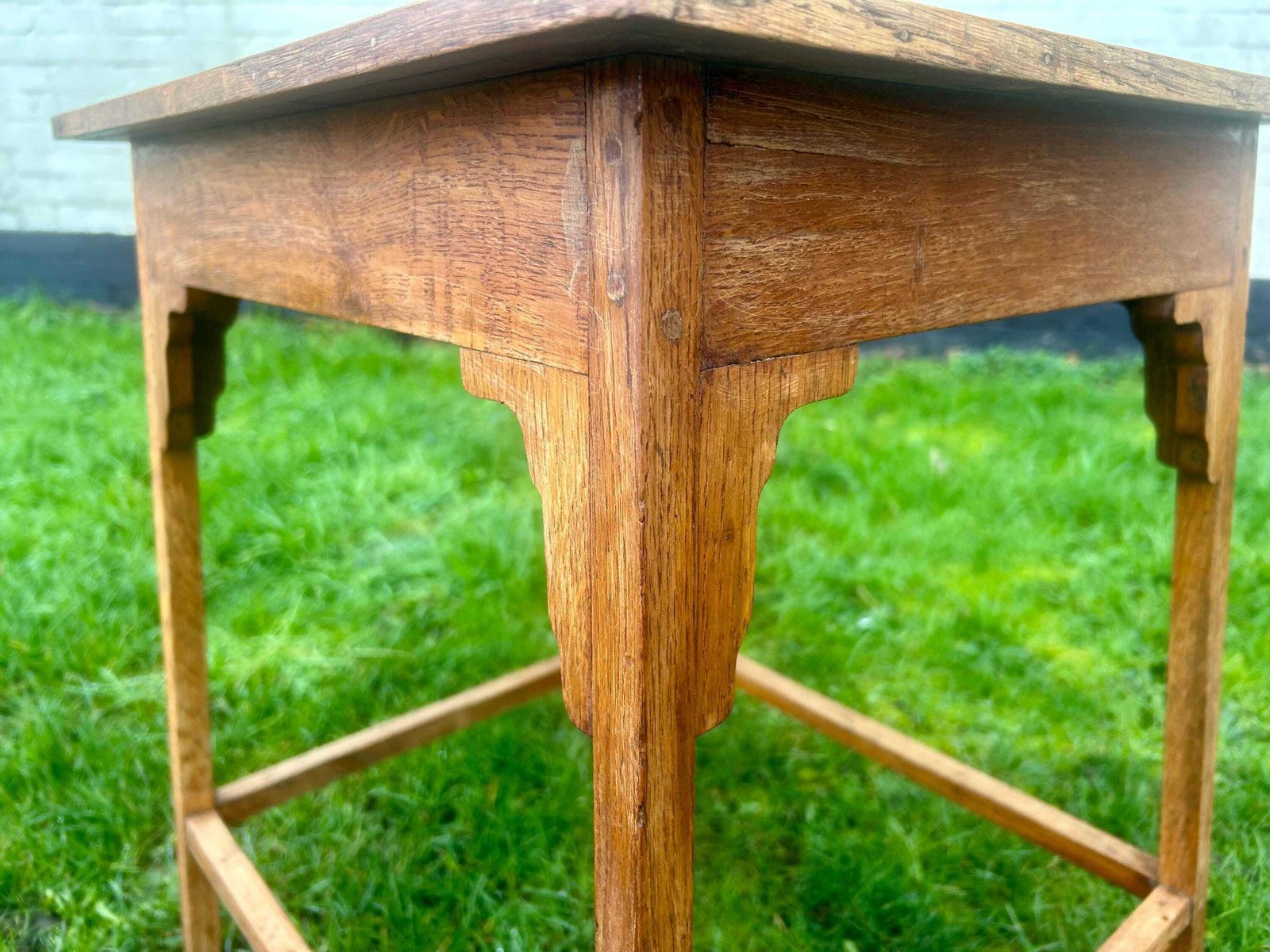 Edwardian Oak Antique Side Table Vintage Wooden Arts And Crafts Hall Desk Industrial Occasional Coffee Wine photo 180.0