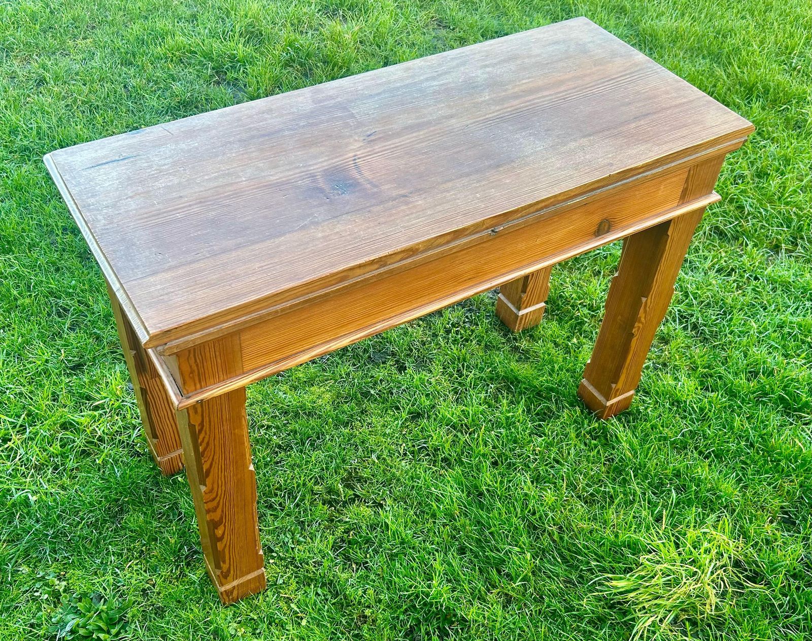 Gothic Pitch Pine Dining Table Vintage Kitchen Country Industrial Wooden Old Wooden Side Antique Refectory Island Console Coffee Occasional photo buy