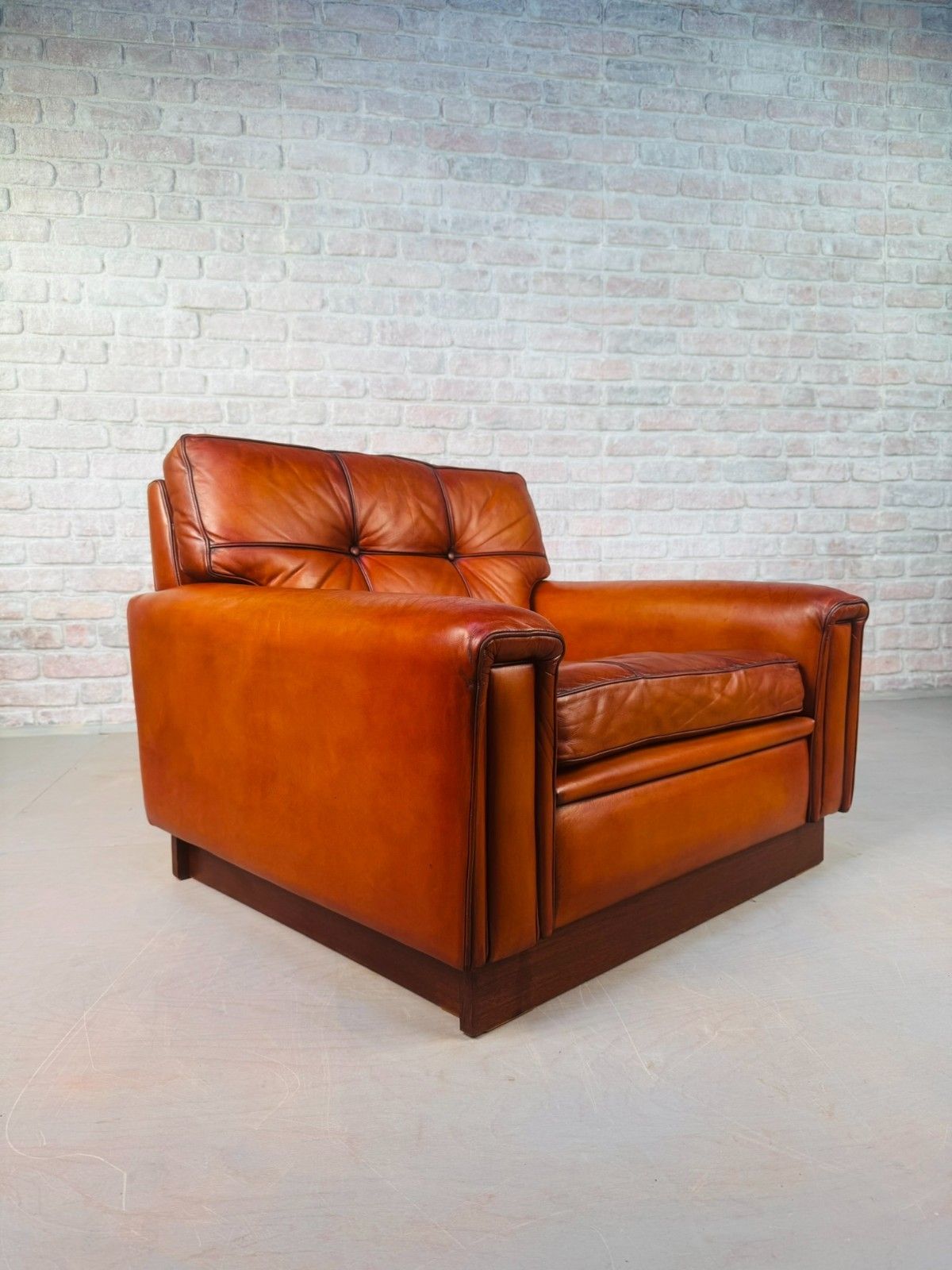 1970s Swedish Lounge Tan Leather Chair By Nelo #A835 photo Furniture