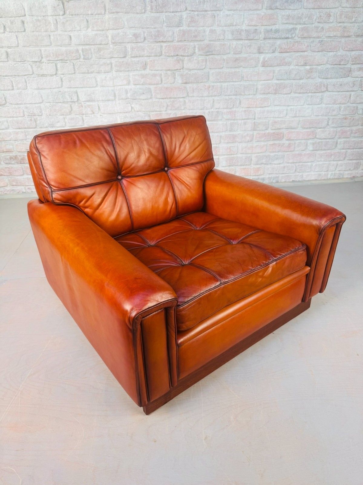 1970s Swedish Lounge Tan Leather Chair By Nelo #A835 photo 985.0