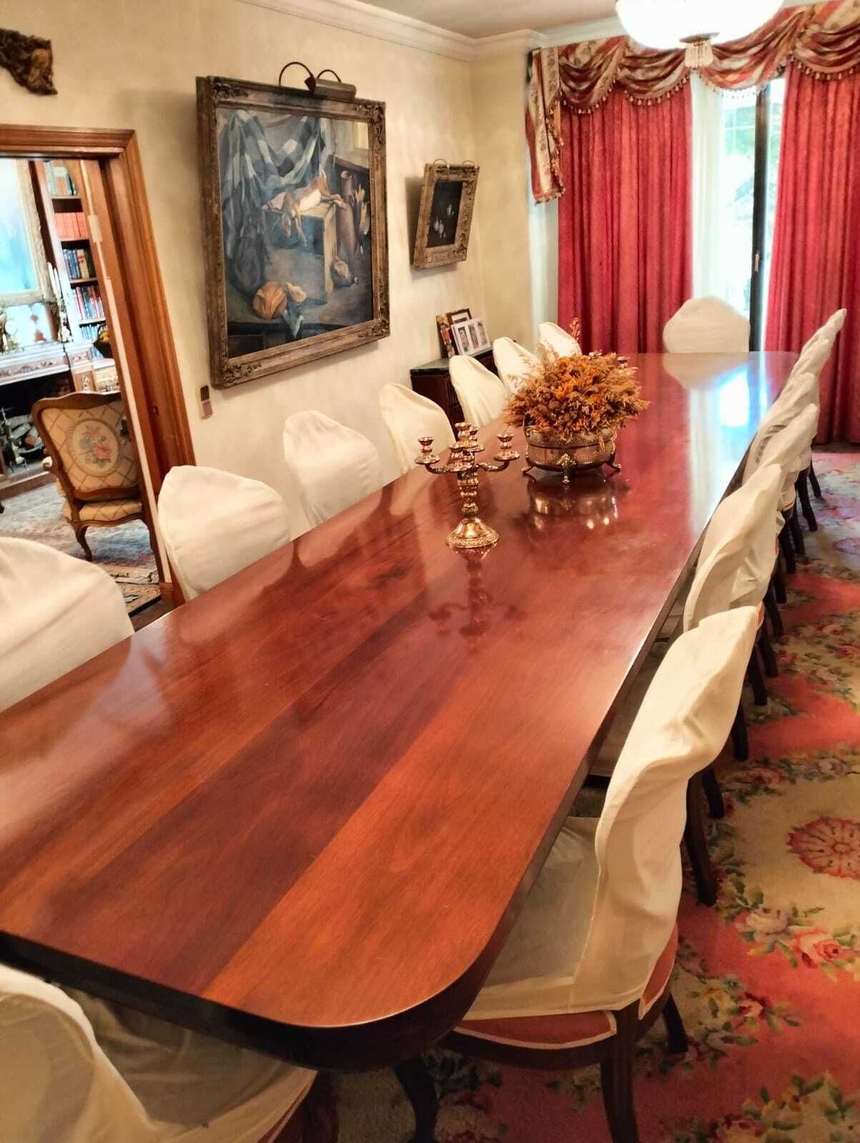 Mahogany Dining Set, 20 Mahogany Petit Point Chairs + A 6 Metres Unique Mahogany Table photo vinterior