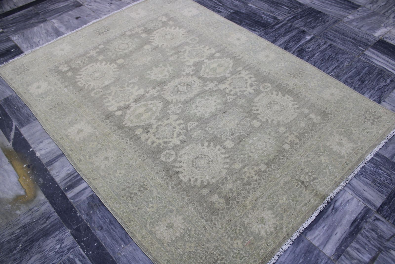 555.0 5x6 Vintage Oushak Turkish Hand Knotted Wool Rug photo