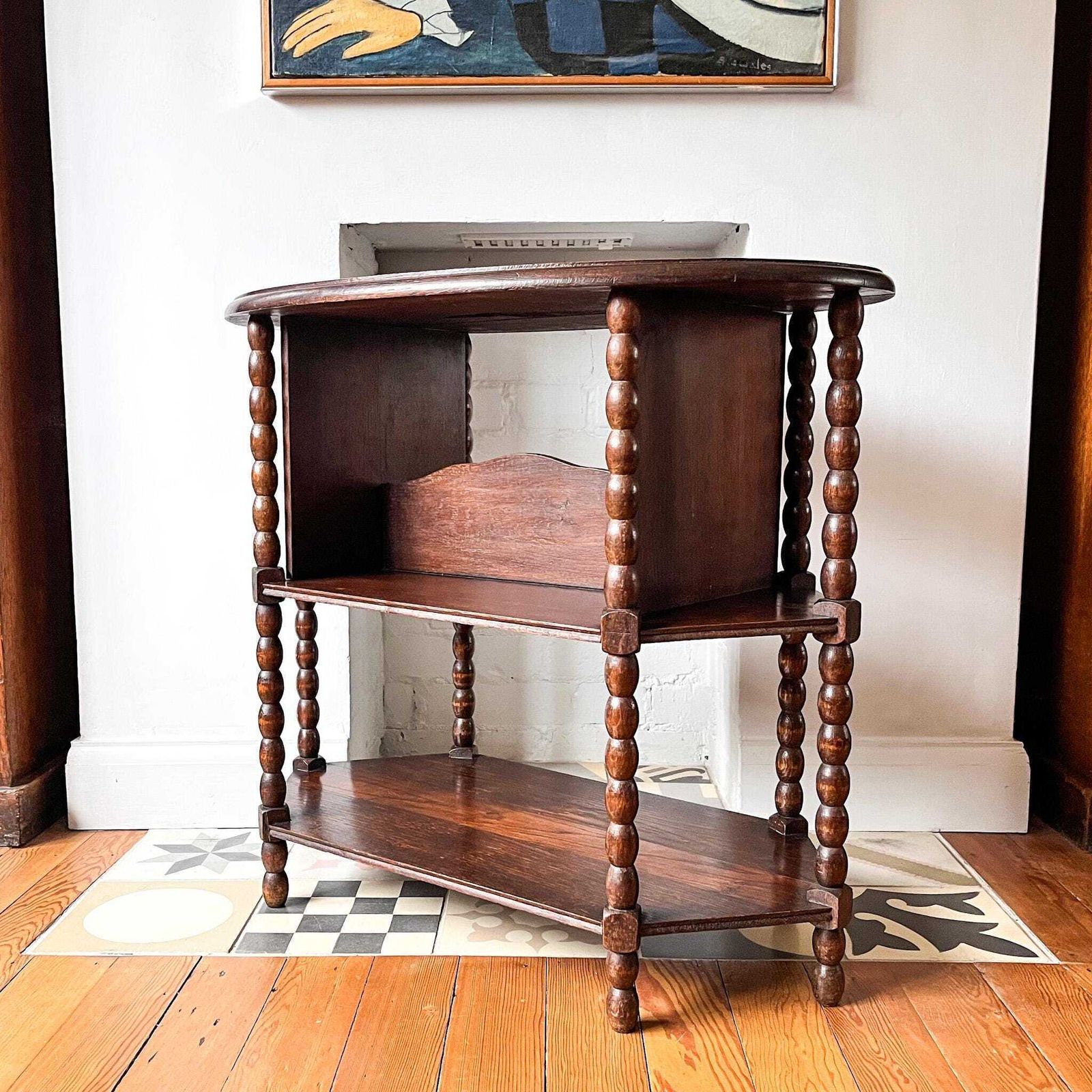 French Antique Oval Bobbin Etagere / Side Table photo for sale