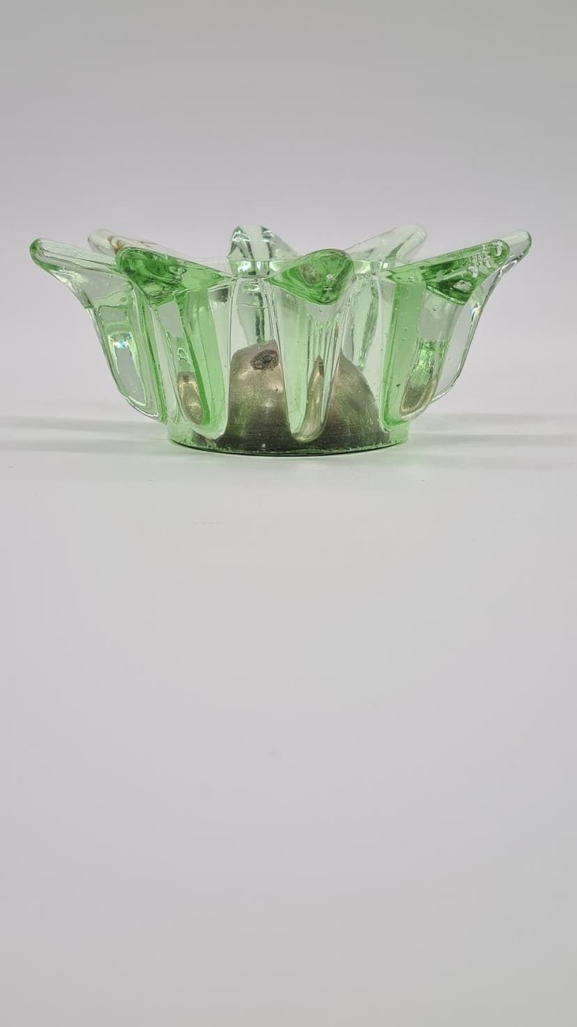 Ashtray, Green Glass, Metal, Czechoslovakia, 1960s. photo buy