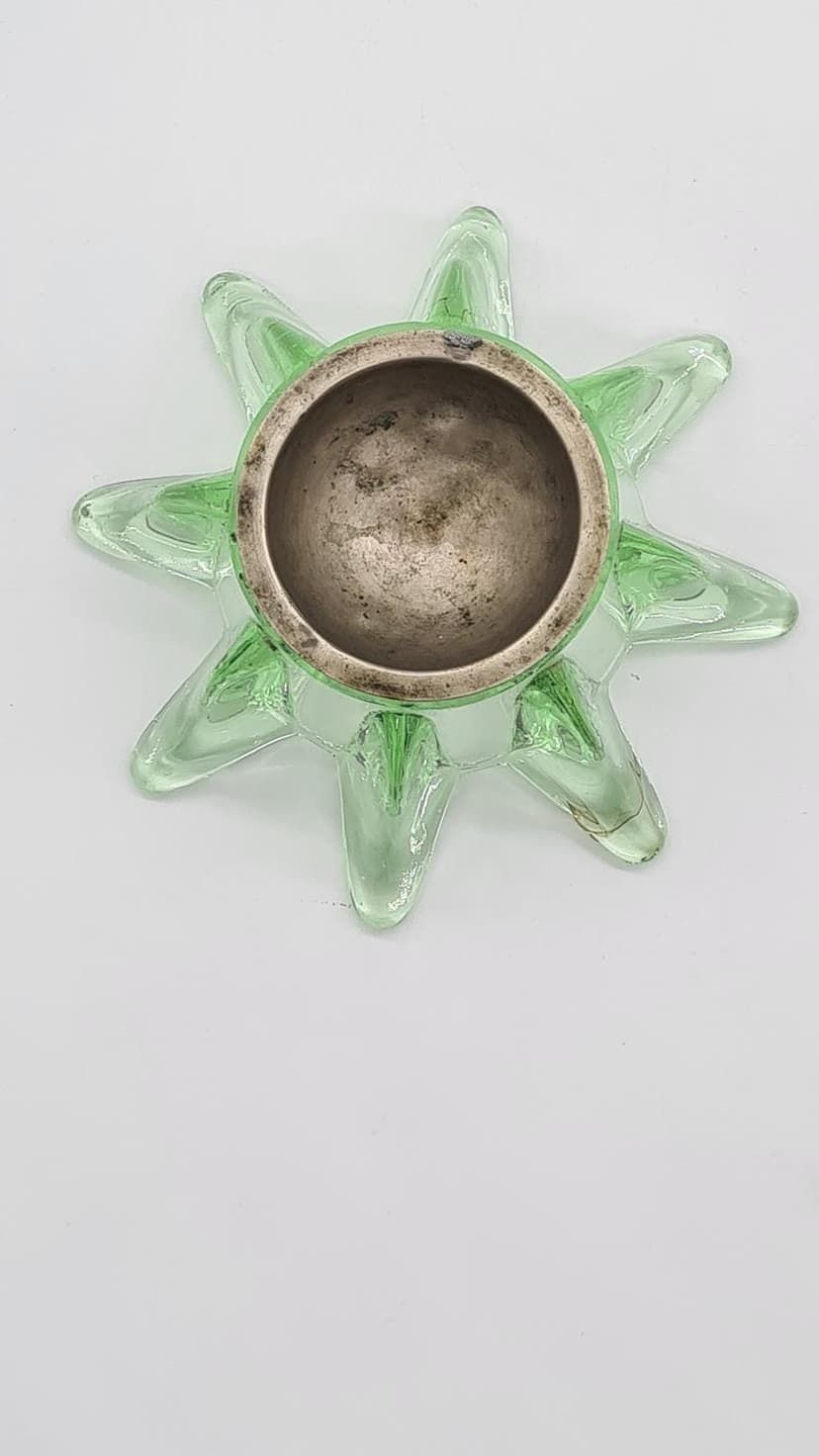 photo for sale Ashtray, Green Glass, Metal, Czechoslovakia, 1960s.