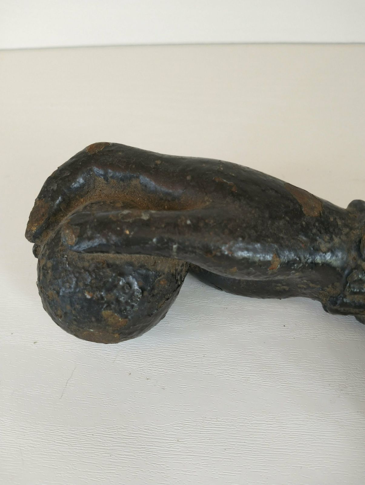 Antique Cast Iron Door Knocker, French Door Furniture, Hand Of Fatima, French Architectural Hardware Salvage photo for sale