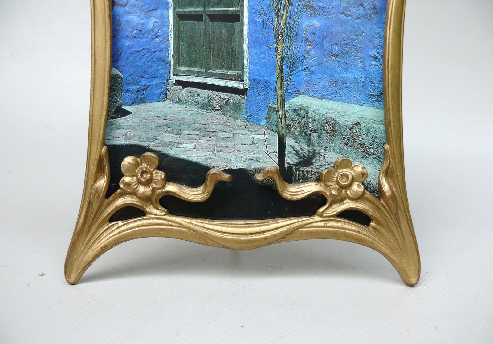 Art Nouveau Floral Picture Frame In Cast Bronze, France, 1890s photo vintage