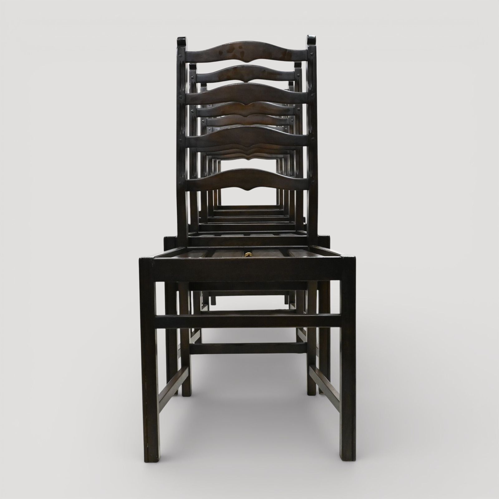 Set Of 6 1970s Ercol Ladderback Dining Chairs Dark Finish Free Uk Delivery* photo for sale