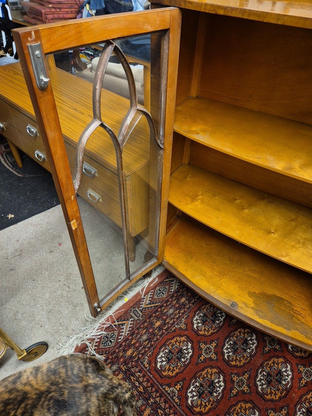 Beautiful 2 Door Antique Display Cabinet With Key, On Cabrio Legs photo buy
