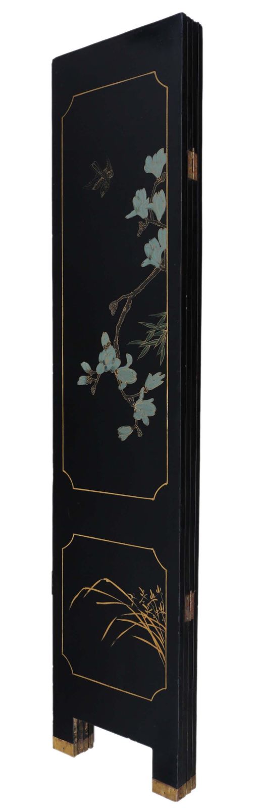 Antique C.1900 Large Victorian Chinoiserie Black Lacquer Papier Mâché Dressing Screen   Fine Quality Room Divider photo 2795.0