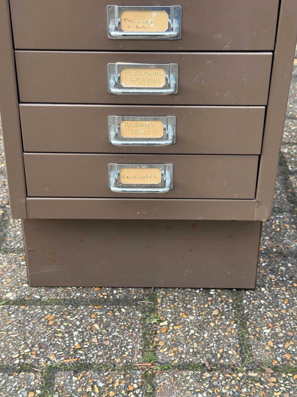 Mid Century Metal Filing Cabinet Drawer Unit Industrial Storage Chest Vintage Office   Coffee Latte Coloured, 10 Drawers photo 295.0