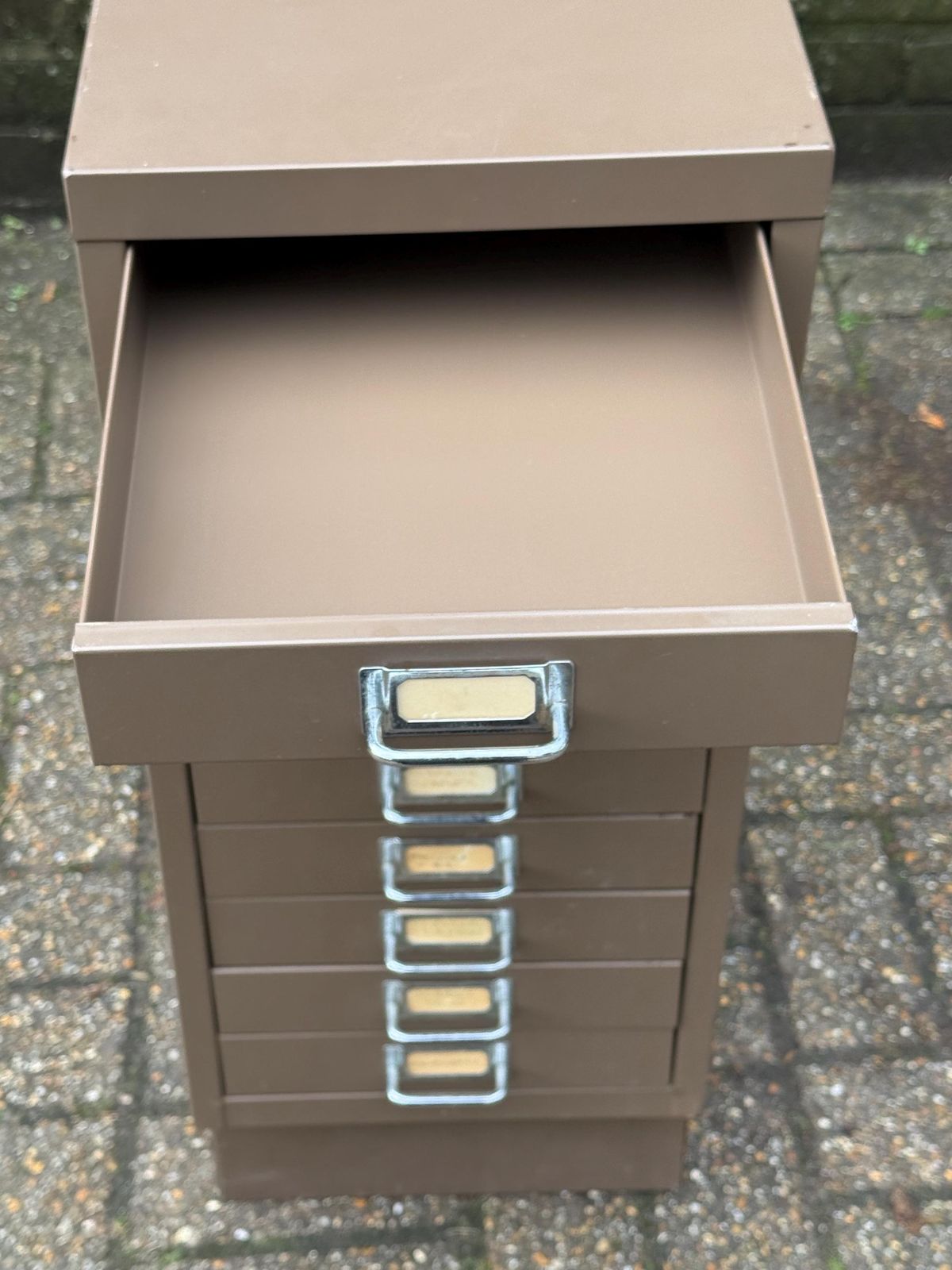 Mid Century Metal Filing Cabinet Drawer Unit Industrial Storage Chest Vintage Office   Coffee Latte Coloured, 10 Drawers photo buy