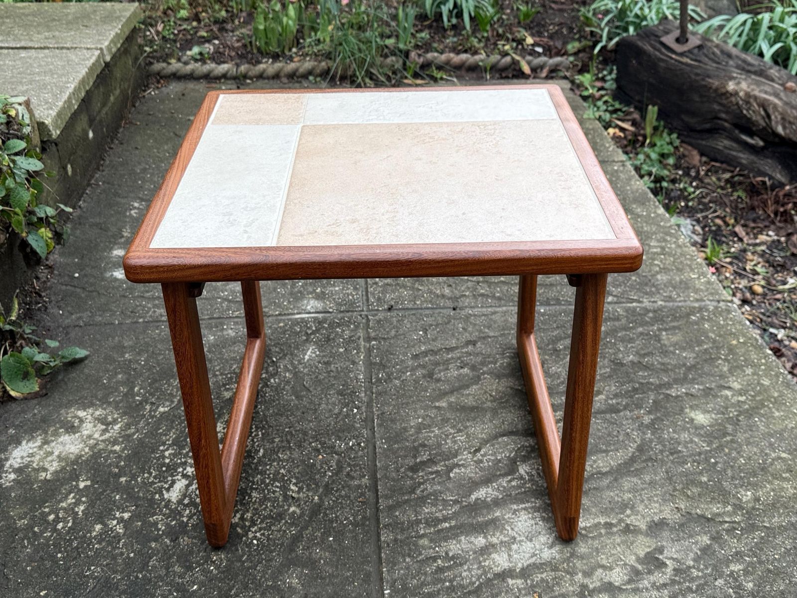 Small Mid Century Teak Tile Top, G Plan Style Side Table, Scandinavian Style Vintage Occasional Table photo Furniture