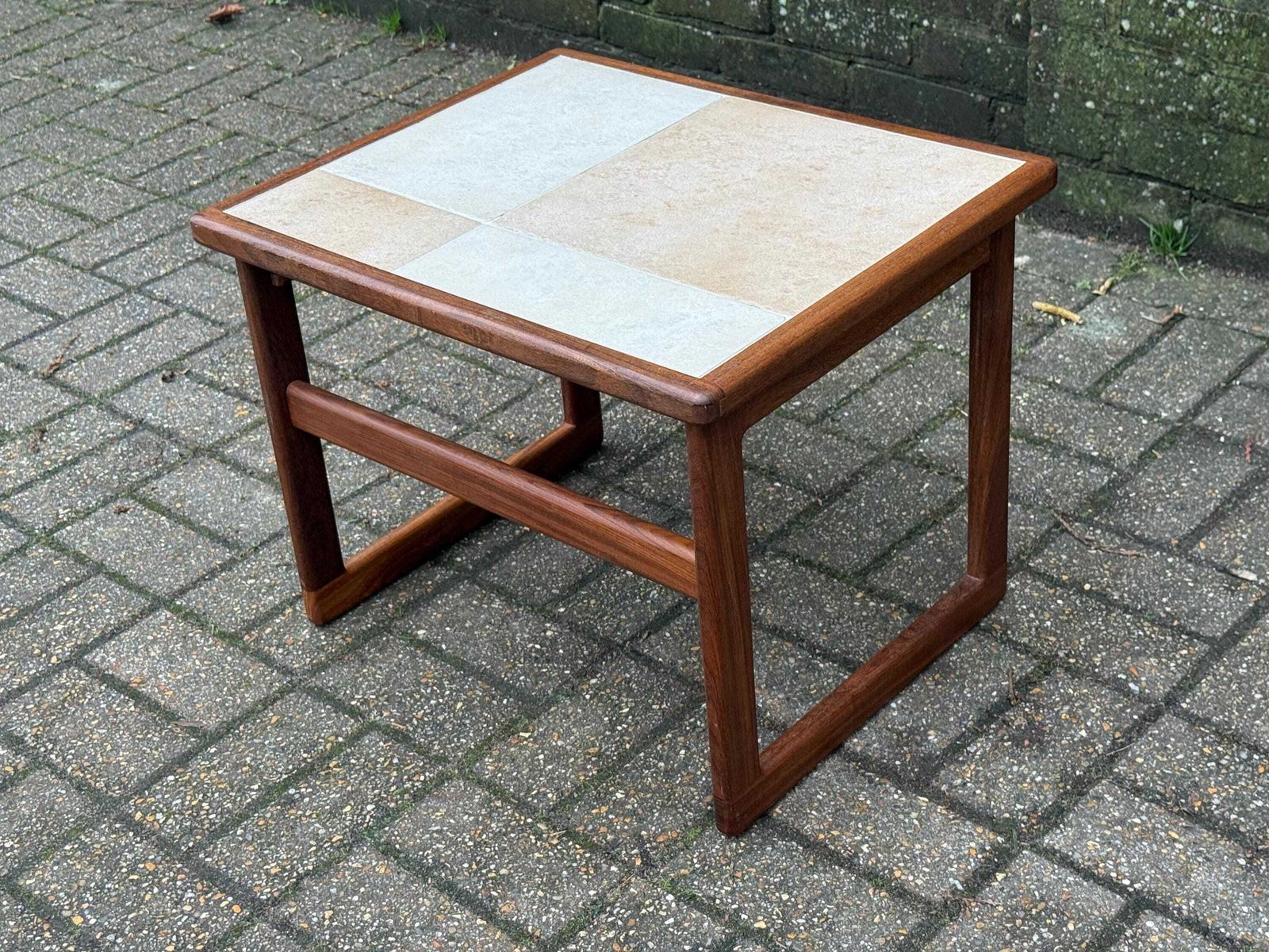 Mid Century Teak Tile Top, G Plan Style Side Table, Scandinavian Style Vintage Occasional Table photo vinterior