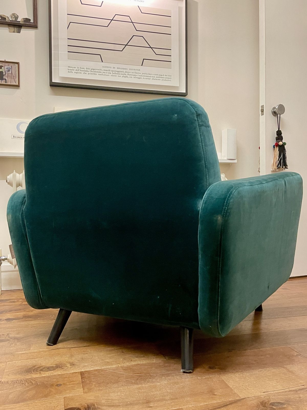 Habitat Abel Emerald Green Velvet Armchair photo for sale