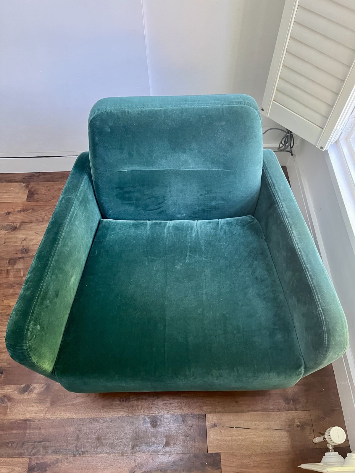 Habitat Abel Emerald Green Velvet Armchair photo vintage