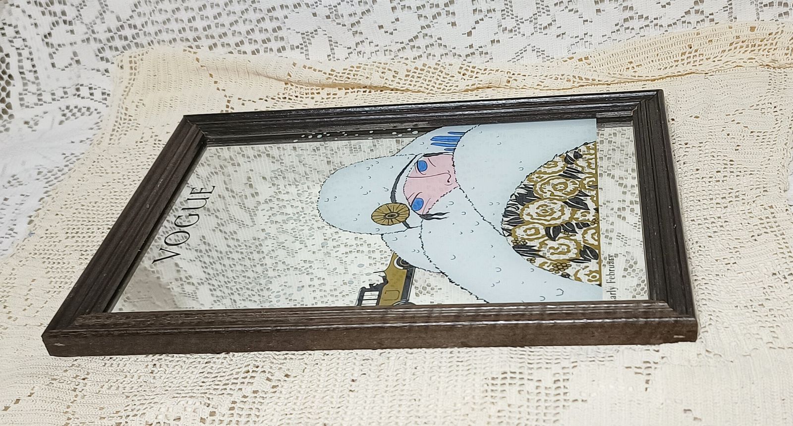1970 Vogue Picture Mirror Lady In Snow February 1919. photo vinterior