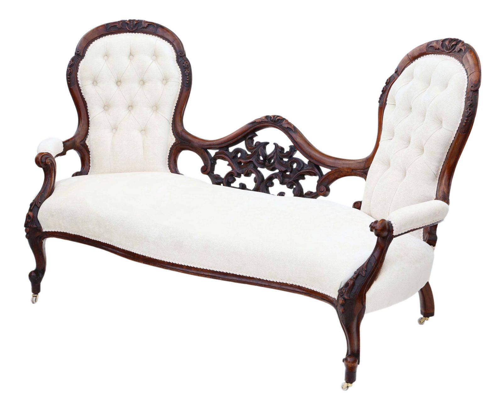 Antique Victorian C.1860 Walnut Chaise Longue / Conversation Sofa – Elegant 19th Century Seating photo buy