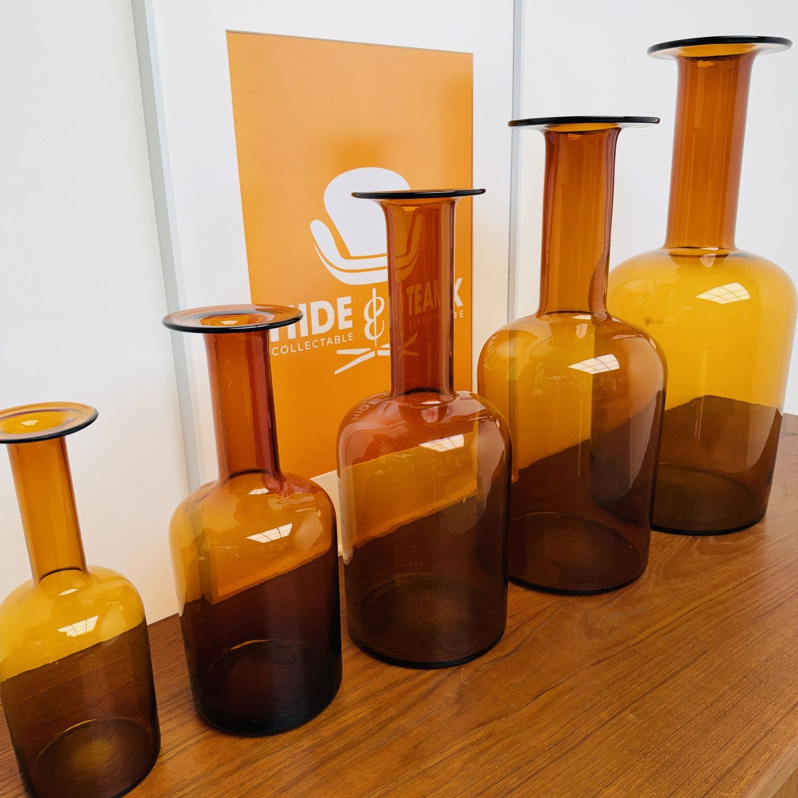 Danish “Floor Vase” Set By Otto Brauer For Holmegaard