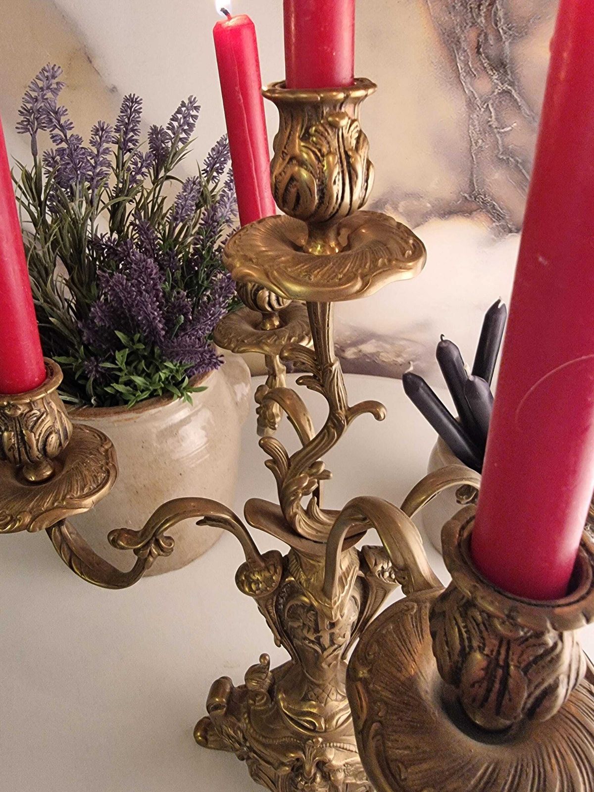 Antique French Bronze Candelabra, Four Candle Bronze Candelabra, French Candle Holder, Chateau Chic photo Home Decor