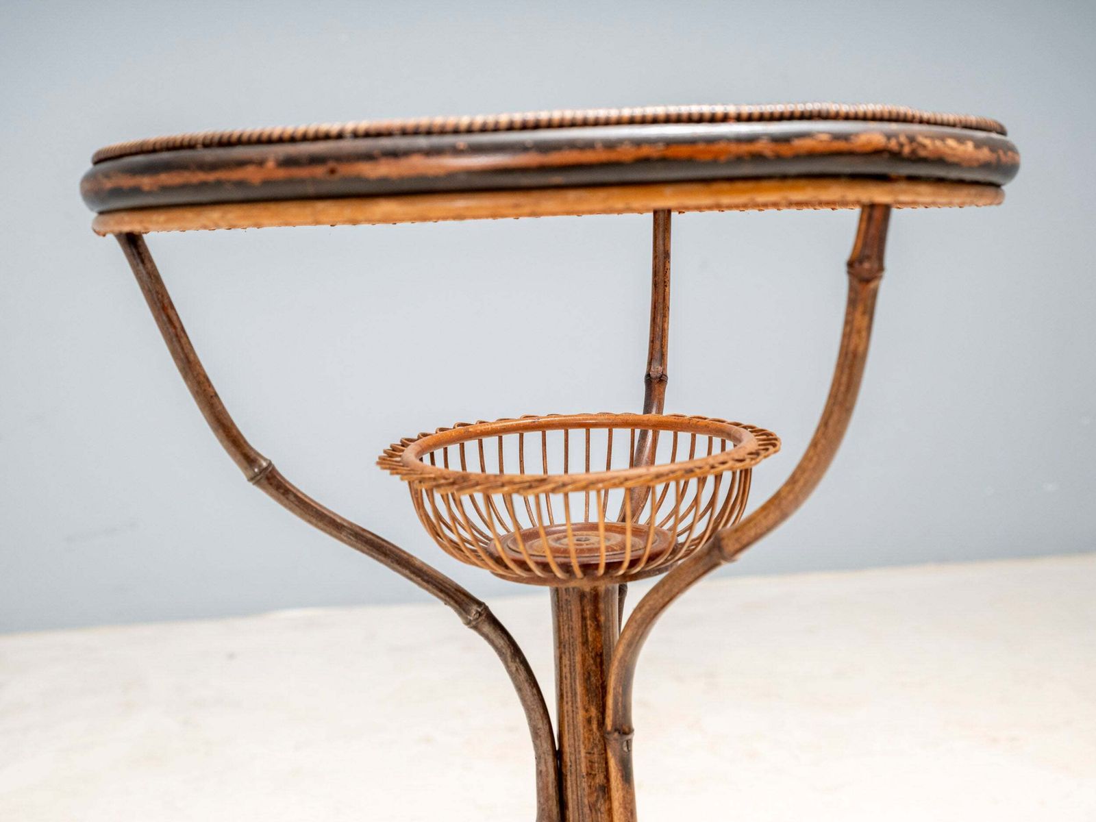 Art Nouveau Bentwood & Rattan Pedestal Table, Central Europe, C. 1900–1925 photo furniture