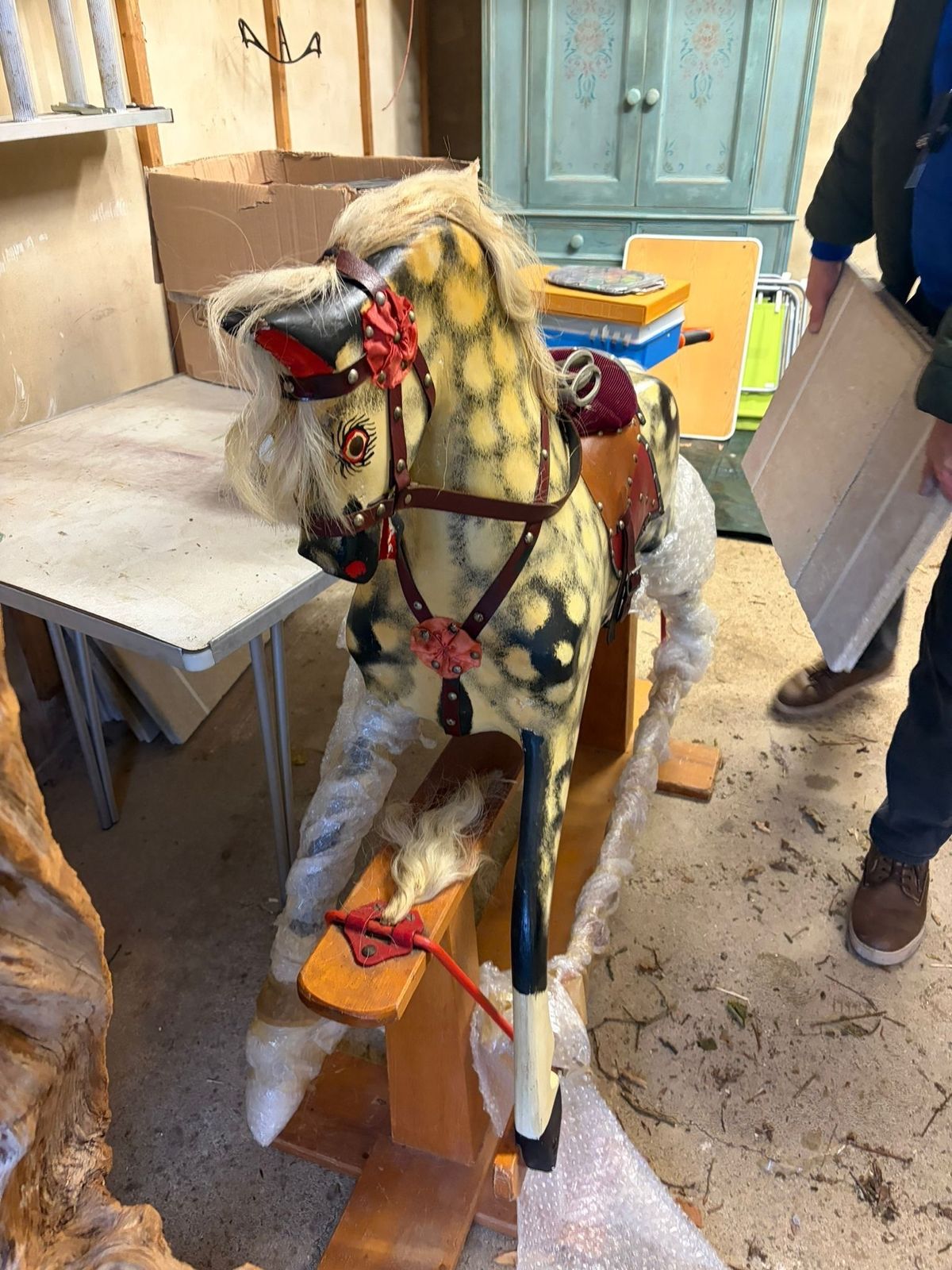 Mid 20th Century English Dapple Grey Rocking Horse photo furniture