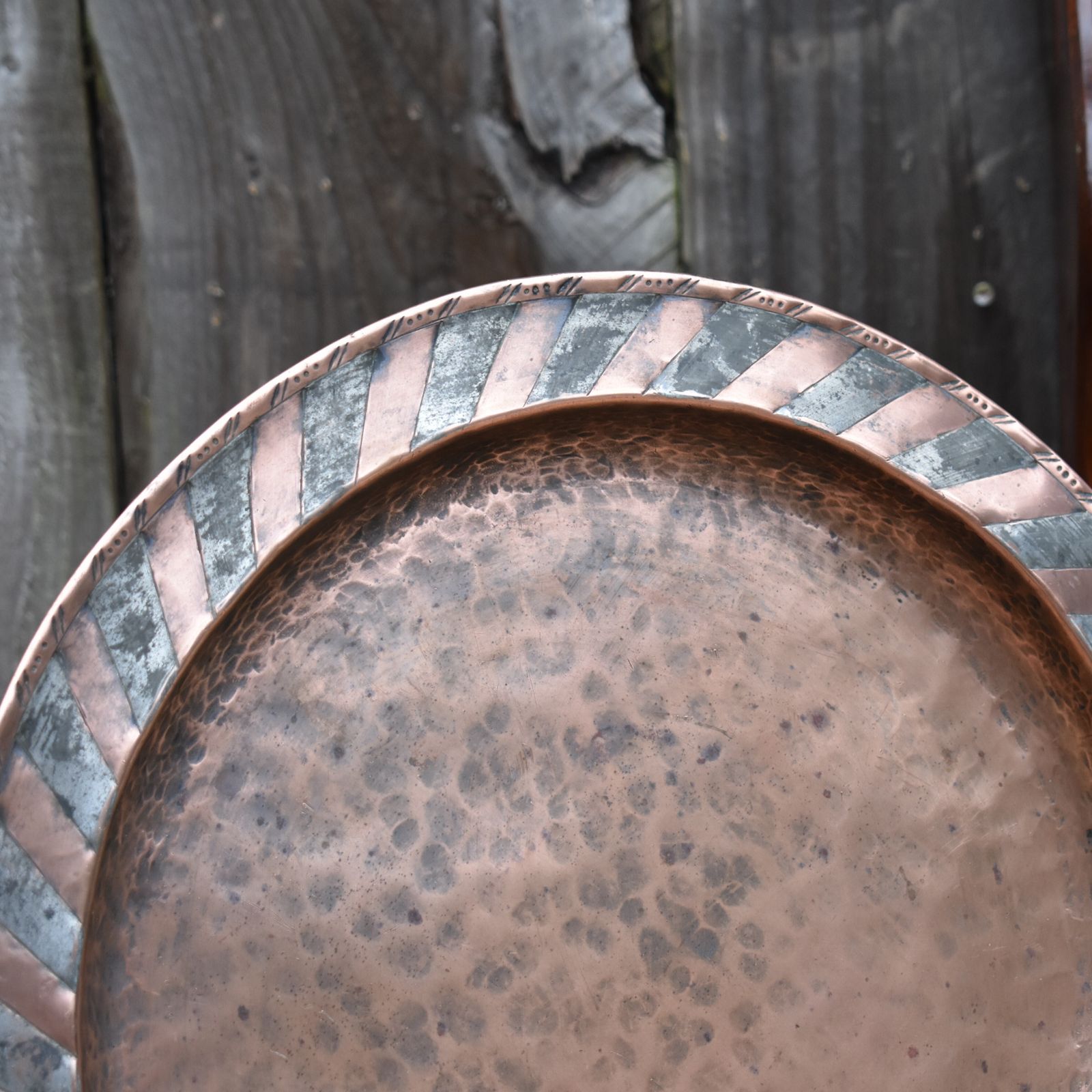 Antique Hugh Wallis Arts And Crafts Copper Pewter Country House Butlers Tray photo for sale