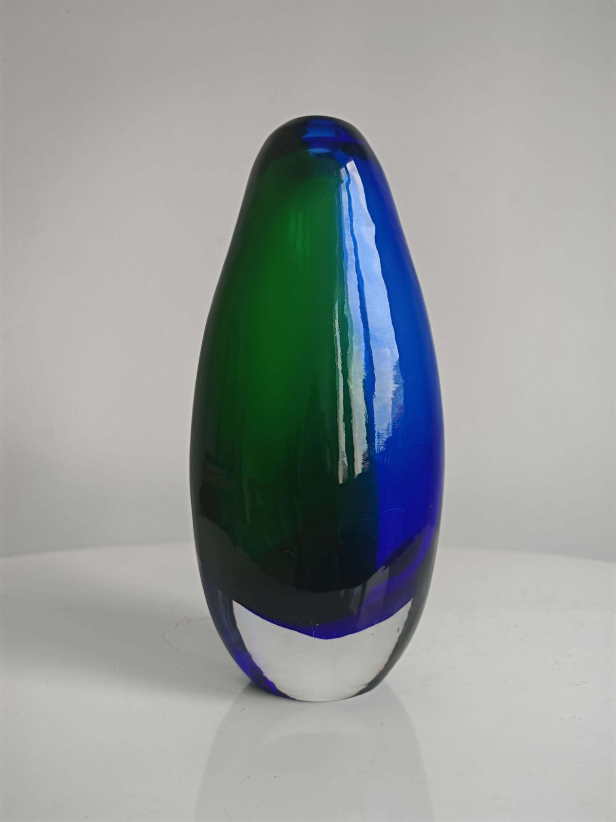 Mid Century Modern Cobalt Blue And Green Murano Glass Vase By Sommerso, 1970s photo furniture