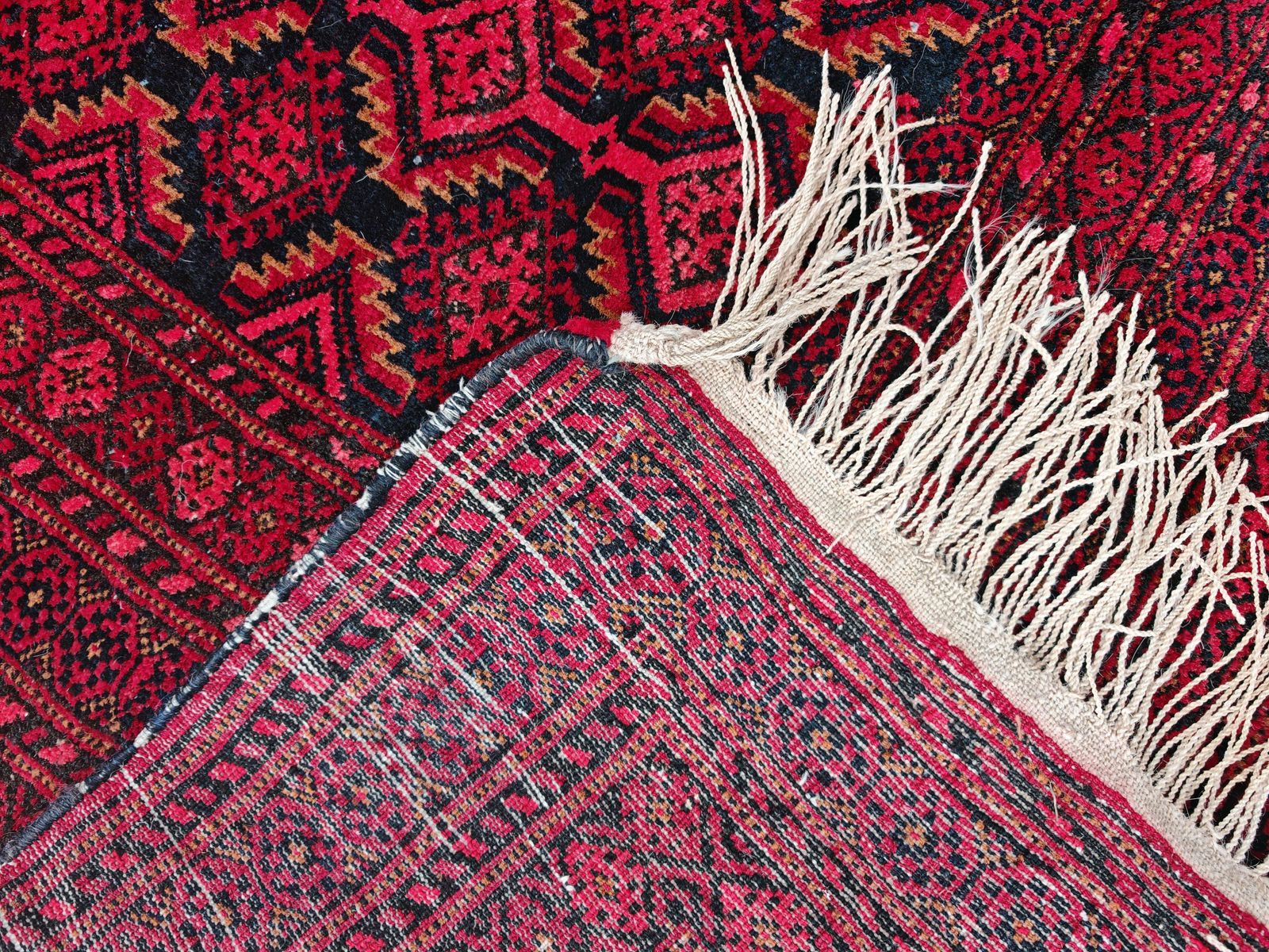Vintage Hand Knotted Baluch Rug, Natural Dyed Wool, Afghanistan 1960s photo vintage