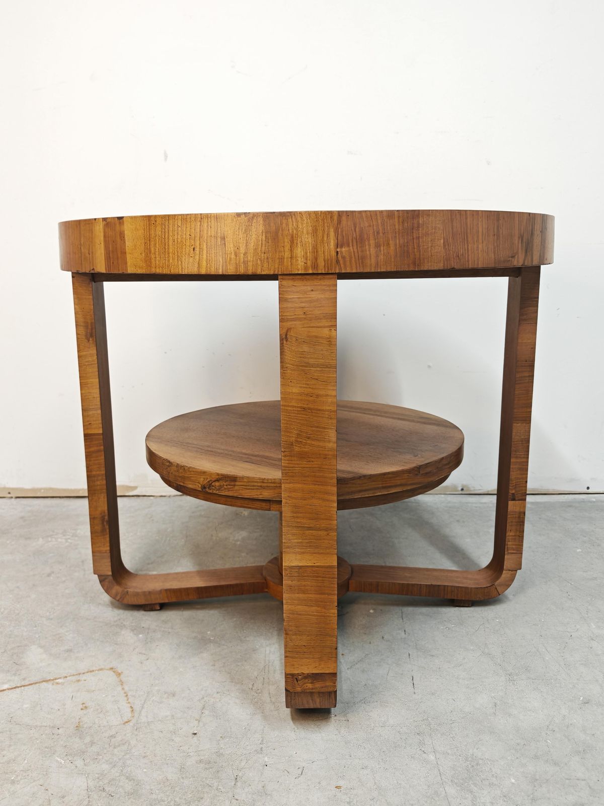 Art Deco 2 Tier Occasional Table In Walnut, France 1930s photo vintage