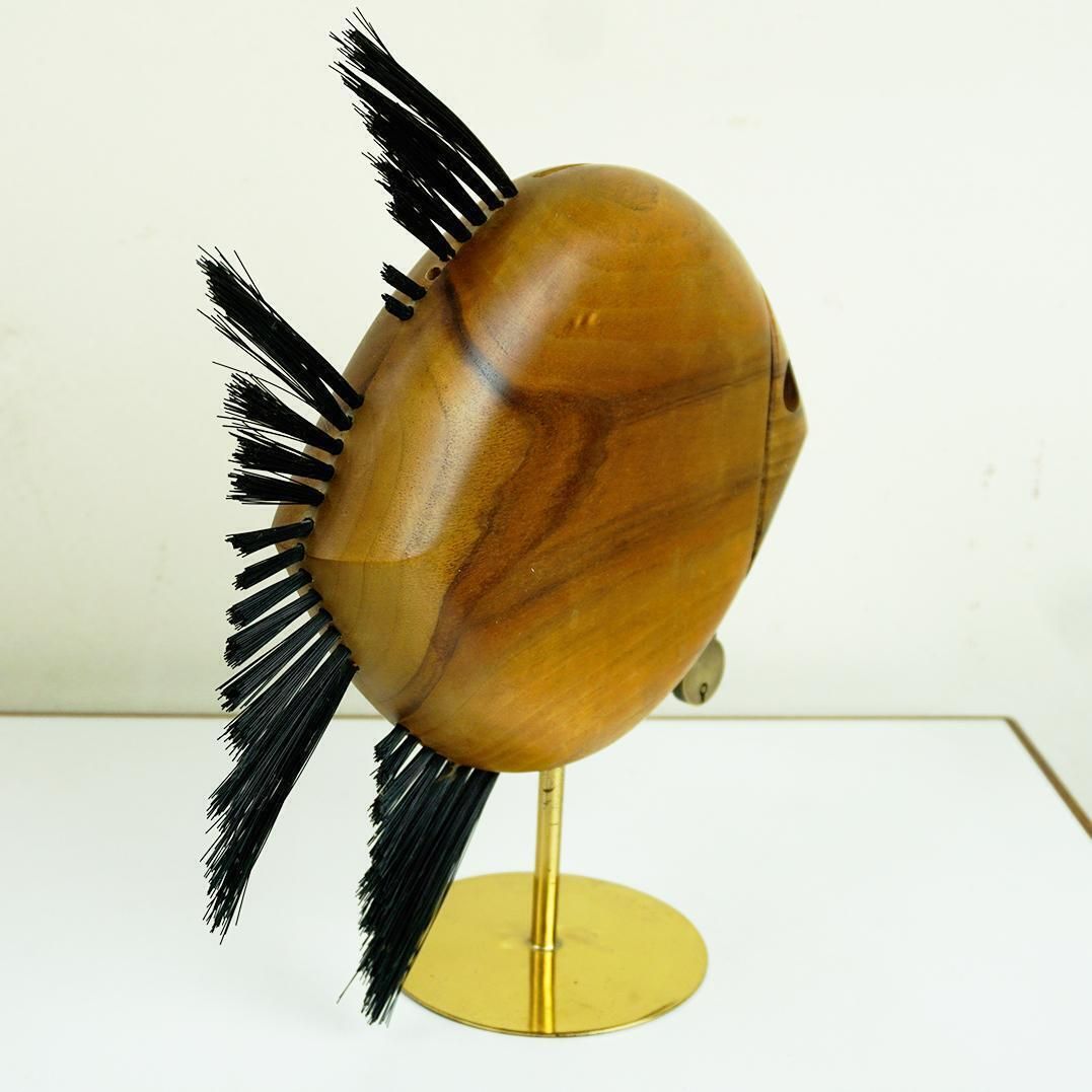 Austrian Midcentury Walnut And Brass Fish Shaped Money Box By Carl Auböck photo 1679.0