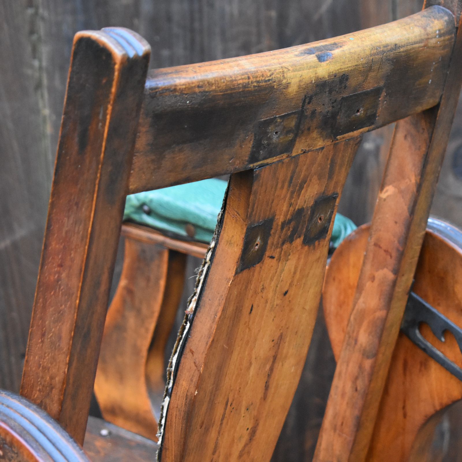 Furniture Antique Edwardian Leather And Beechwood Adjustable Barbers Dentist Chair photo