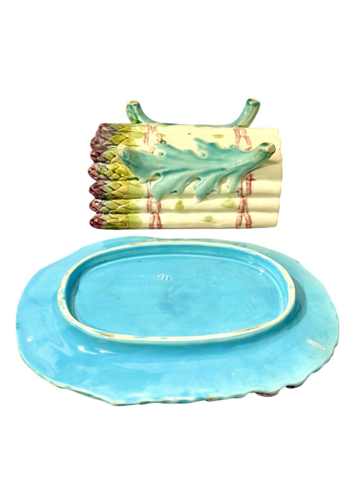 Longchamp Majolica Asparagus Server With Drip Plate, Late 19th Century photo Home Decor