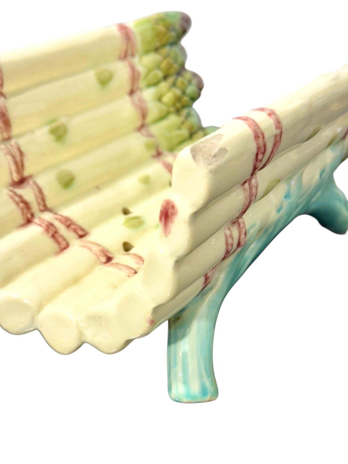 Home Decor Longchamp Majolica Asparagus Server With Drip Plate, Late 19th Century photo