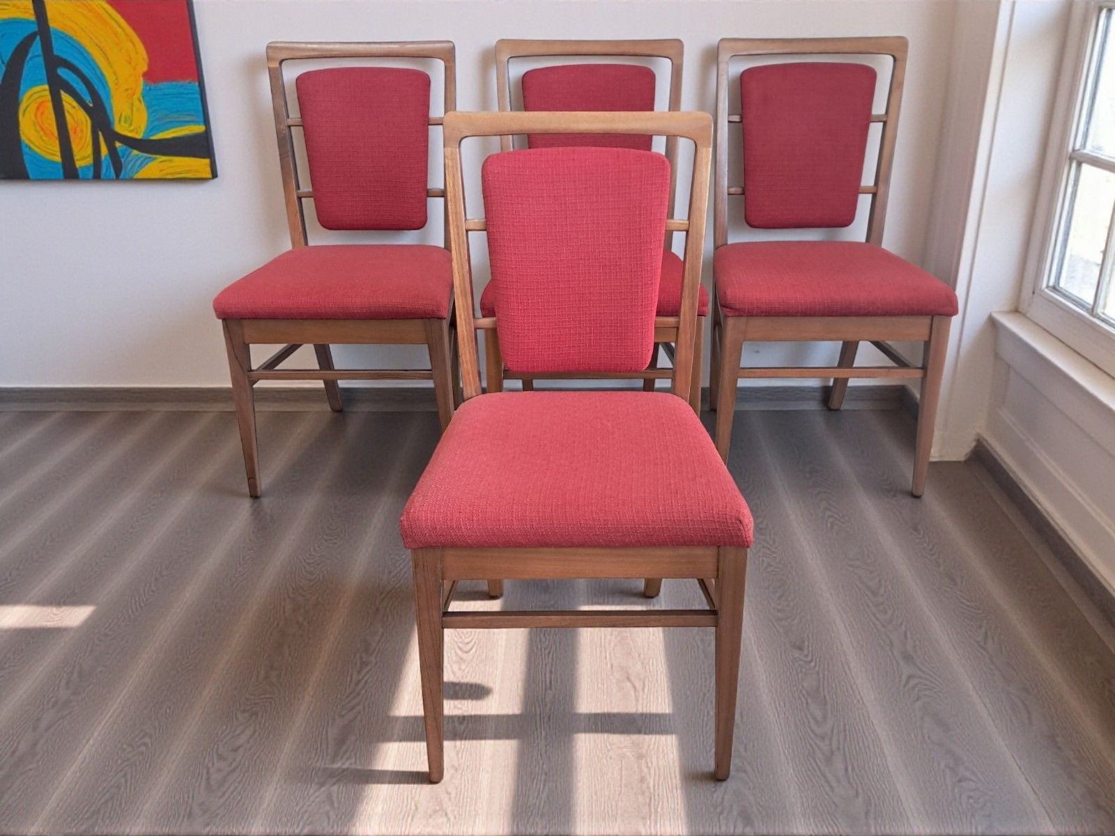 Mid Century Teak Dining Chairs Set Of 4 By Alfred Cox Vintage 1950's photo furniture