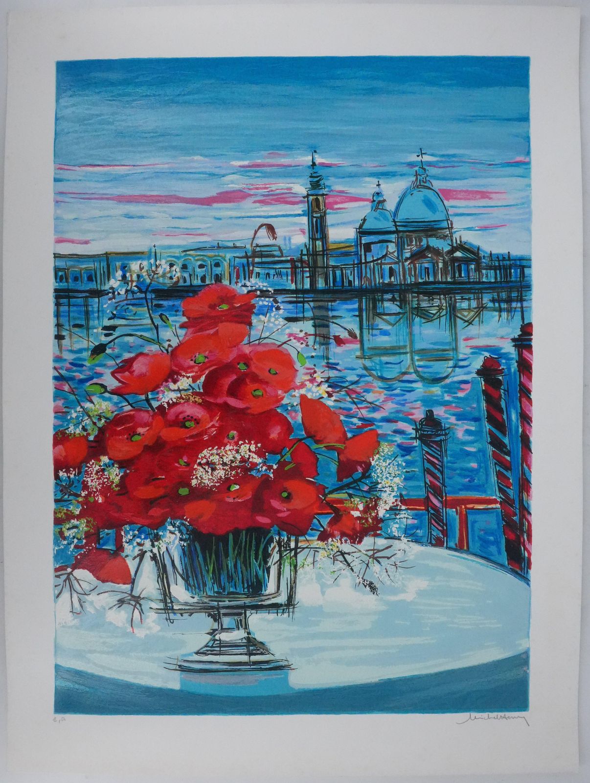 Michel Henry The Vase With Poppies   Original Handsigned Screenprint