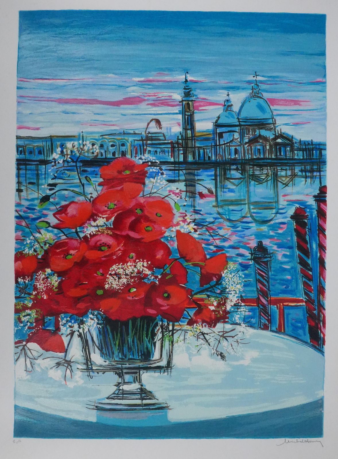 Michel Henry The Vase With Poppies   Original Handsigned Screenprint photo for sale