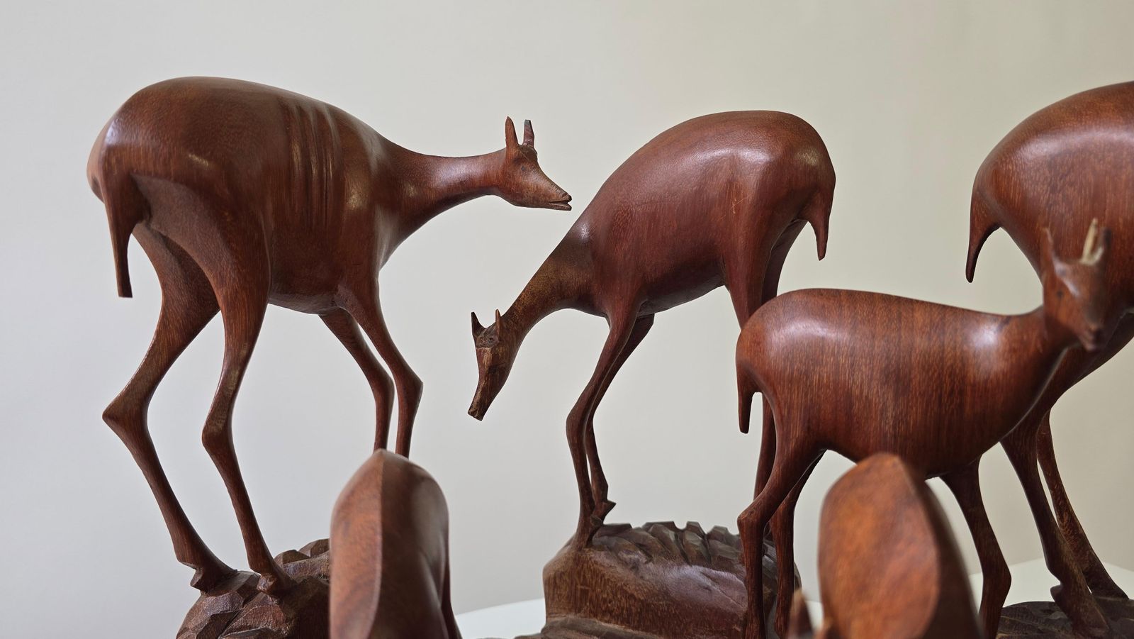 photo furniture African Wooden Sculpture Of A Deer Family, Belgian Congo, 1950s
